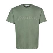JW Anderson Logobroderad Bomullst-shirt Green, Herr