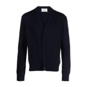 Ami Paris Svart Cashmere Cardigan med Logo Blue, Herr