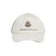 Moncler Vit Bomull Baseballkeps med Tryckt Logotyp White, Herr