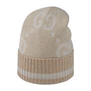 Gucci GG Damier Jacquard Cashmere Beanie Brown, Dam