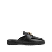 Gucci Svarta Läder Slip-On Sandaler Black, Herr