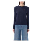 Ralph Lauren Marinblå Cable-Knit Crewneck Sweater Blue, Dam