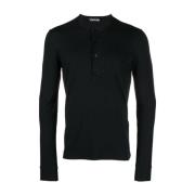 Tom Ford Lyocell Bomull Ribb Henley Black, Herr