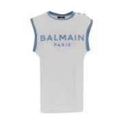 Balmain Vit Logo T-Shirt White, Dam