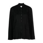 Jil Sander Svart Ribbad Krage Dragkedja Skjorta Black, Dam