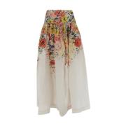 Zimmermann Blommig kjol i linne Multicolor, Dam