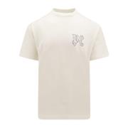 Palm Angels Vit Ss24 T-shirt med rundad krage White, Herr