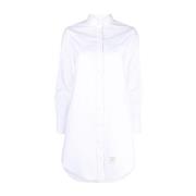 Thom Browne Vit Bomullsskjortklänning med Logopatch White, Dam