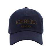 Iceberg Basebollkeps i nattblå bomullsgabardin med broderad logotyp Bl...