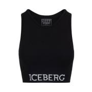 Iceberg Logo Crop Top Black, Dam
