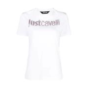 Just Cavalli T-shirt med Kristalldekoration White, Dam