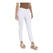 MAC Slim Fit Cropped Jeans med Dragkedjedetalj White, Dam