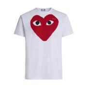 Comme des Garçons Play Kortärmad vit T-shirt med rött hjärta White, He...
