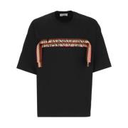 Lanvin Svart bomullst-shirt med kontrasterande brodyr Black, Herr
