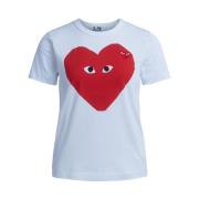 Comme des Garçons Play Dam T-shirt med rött hjärta White, Dam