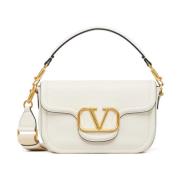 Valentino Garavani Vit Metallic VLogo Signature Väska White, Dam