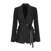 Lanvin Svart Ullblazer med Peak Revers Black, Dam