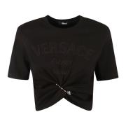 Versace Svarta T-shirts och Polos med Versace Milano Logo Black, Dam