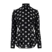 Dolce & Gabbana Svart stretch silkeskjorta Black, Dam