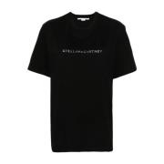 Stella McCartney T-shirts och Polos med Glittery Logo Print Black, Dam