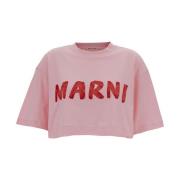 Marni Rosa T-shirt med Logotryck Pink, Dam