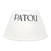 Patou Vit Bucket Hat med Broderad Logotyp White, Dam