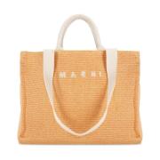 Marni Orange Bomulls Shoppingväska med Broderad Logotyp Orange, Dam