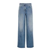 Givenchy Jeans med vida ben och fransade kanter Blue, Dam