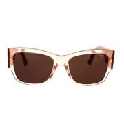 Vogue Fyrkantiga solglasögon i transparent persika med mörkbruna linse...