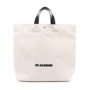 Jil Sander Vita väskor med läderkant och logotryck White, Dam