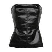 Rick Owens Svart belagd denim bustier topp Black, Dam