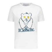 Iceberg Tryckt bomull T-shirt White, Herr