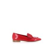 DEL Carlo Röda lackläder platta sandaler Red, Dam