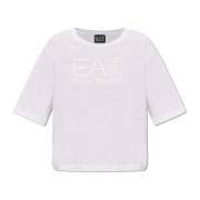 Emporio Armani EA7 T-shirt med logotyp White, Dam