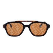 Fendi Glamorösa geometriska solglasögon med Havana-Nero båge Brown, Un...