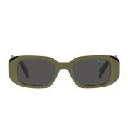 Prada Rektangulära solglasögon med salviagrön ram och mörkgråa linser ...