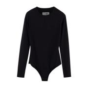 MM6 Maison Margiela Stilfull Bodysuit med långa ärmar Black, Dam
