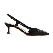 Roberto Festa Svarta Satin Gemstone Slingback Sandaler Black, Dam