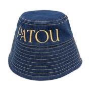 Patou Broderad Logotyp Denim Bucket Hat Blue, Dam