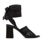 Miu Miu Svarta Ankelband Sandaler för Kvinnor Black, Dam