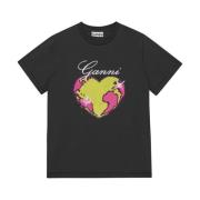 Ganni Avslappnad T-shirt Black, Dam