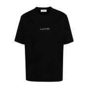 Lanvin Svarta Broderade T-shirts och Polos Black, Herr