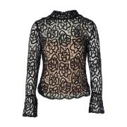 Twinset Svart Virkad Twinset Blus Black, Dam