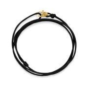 Nialaya Black Wrap-Around String Bracelet with Sterling Silver Gold Pl...