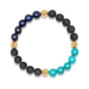 Nialaya Men's Wristband with Matte Onyx, Turquoise and Blue Lapis Mult...