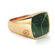 Nialaya Men's Gold Signet Ring with Green Jade Yellow, Herr
