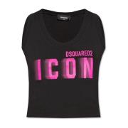 Dsquared2 Cropped top with logo Black, Dam