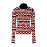 Balmain Chevron Stickad Tröja Multicolor, Dam