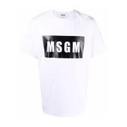 Msgm Logo-print T-shirt i vit/svart White, Herr