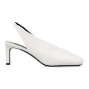 Jil Sander Stängda Porslin Högklackade Slingback Pumps White, Dam